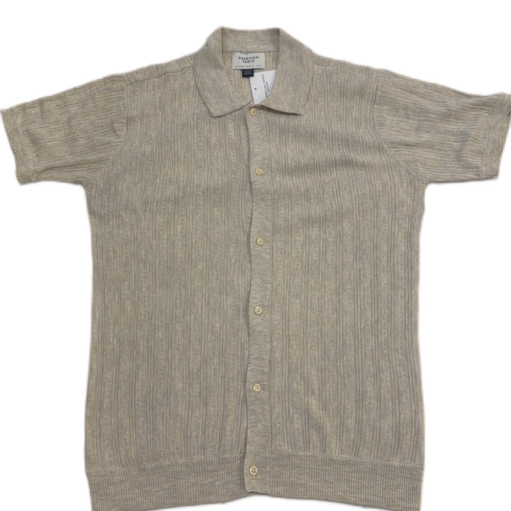 American Eagle Outfitters Light Tan Short Sleeve Cardigan